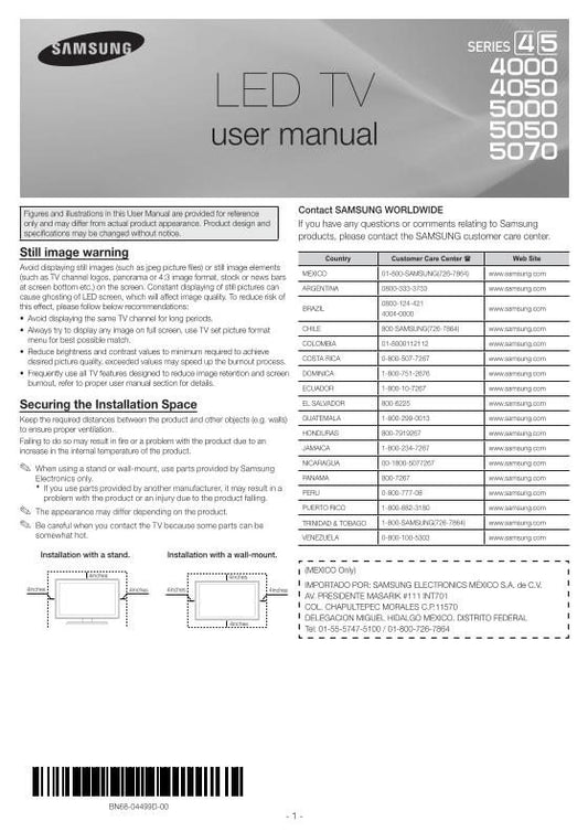 Samsung UN40EH5050FXZA TV Operating Manual