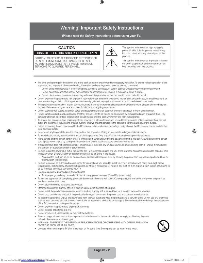 Samsung UN65H6203AFXZA TV Operating Manual