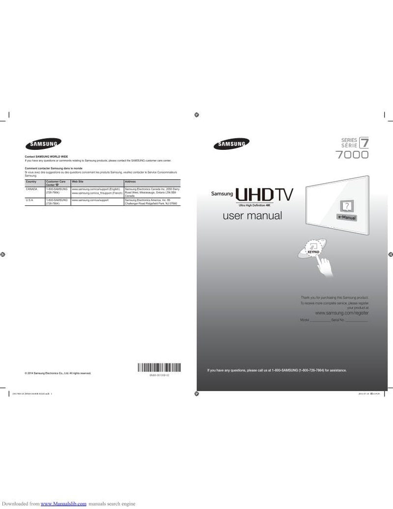 Samsung UN55HU7200FXZA TV Operating Manual