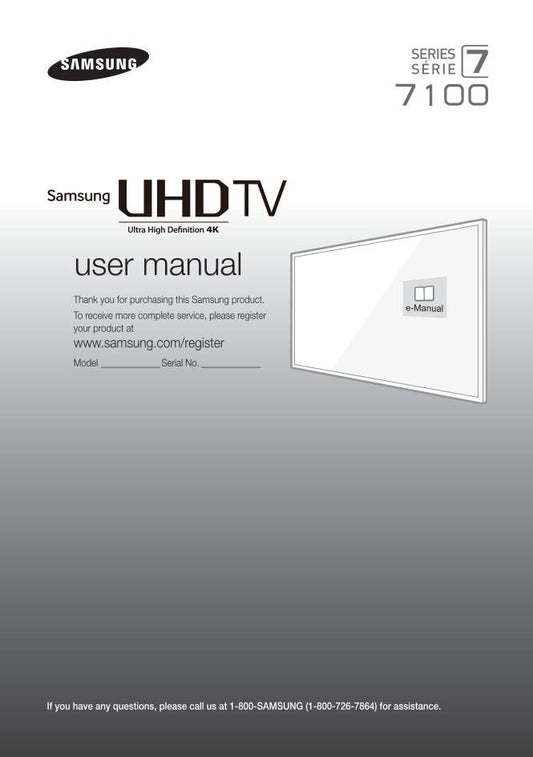 Samsung UN55JU7100FXZA TV Operating Manual
