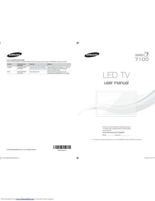 Samsung UN55F7100AFXZAOM TV Operating Manual