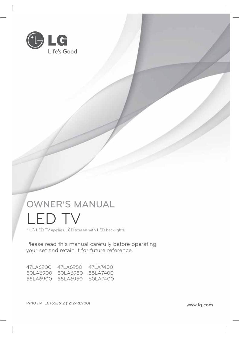 LG 55 LA 7400UD TV Operating Manual