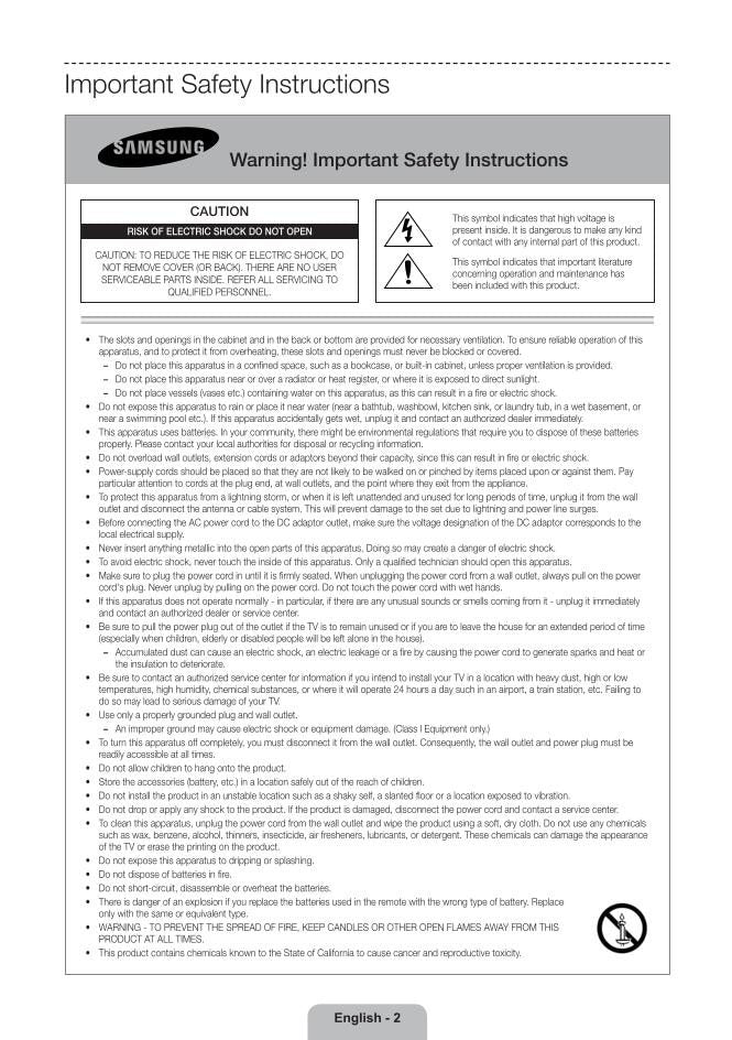 Samsung UN55F6400AFXZA TV Operating Manual