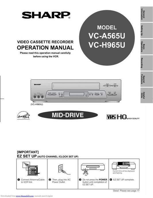 Sharp VCH982 VCR Operating Manual