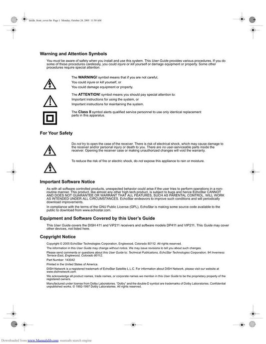 Dish-Network DISH211OM Universal Remote Control Operating Manual