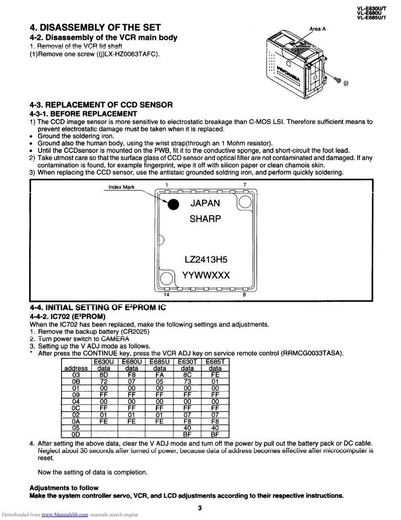 Sharp VLE630U/T VLE680U VLE685U/T Camcorder Digital Camera Service Manual