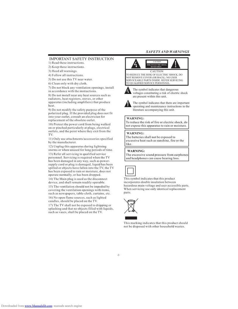 Westinghouse VR2218OM TV Operating Manual