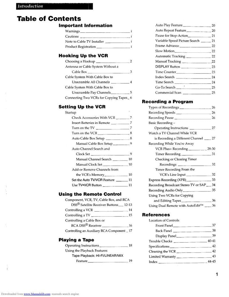 RCA VR677HF TV Operating Manual