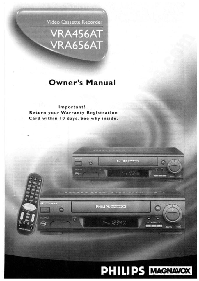 Philips VRA456AT VRA656AT VCR Operating Manual