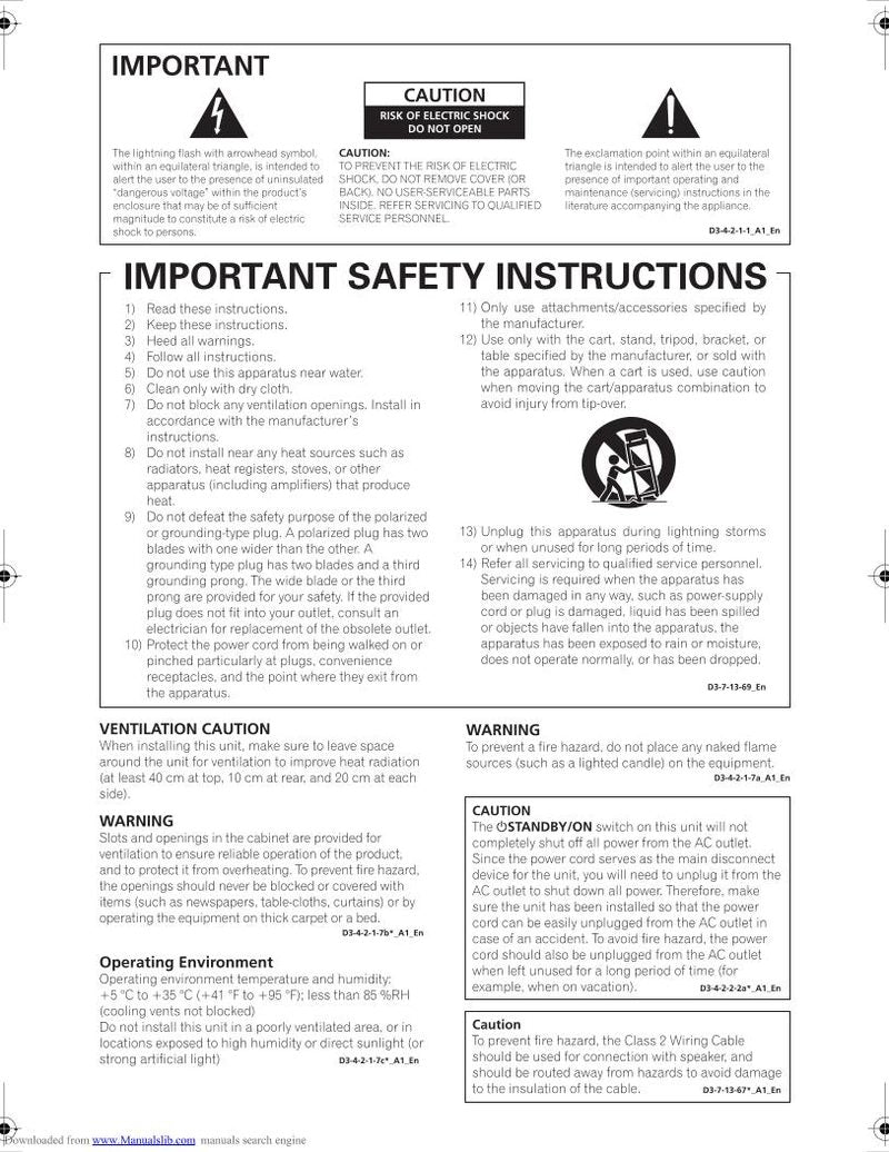 Pioneer VSX-820 Audio/Video Receiver Operating Manual