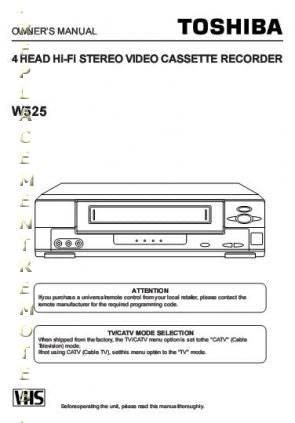 Toshiba W525 VCR Operating Manual