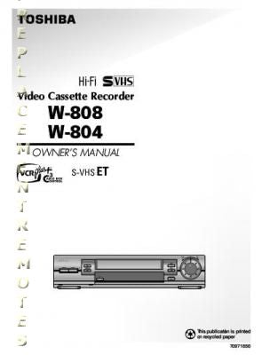 Toshiba w804 W808 Consumer Electronics Operating Manual