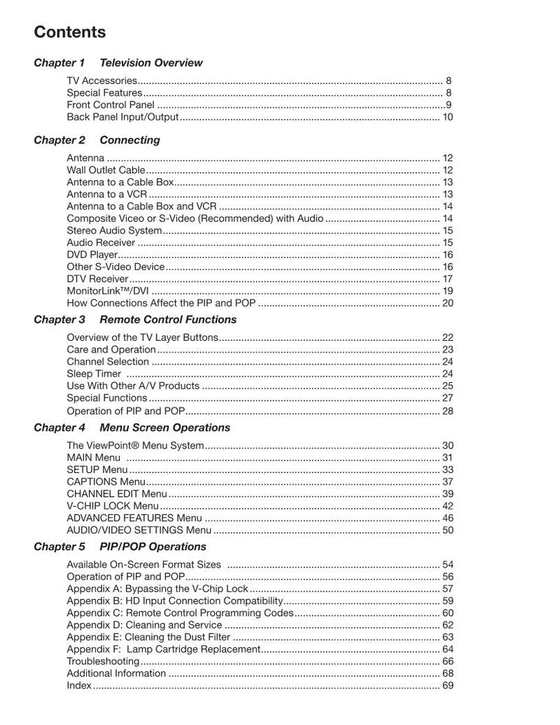 Mitsubishi WD52327 WD62327 TV Operating Manual