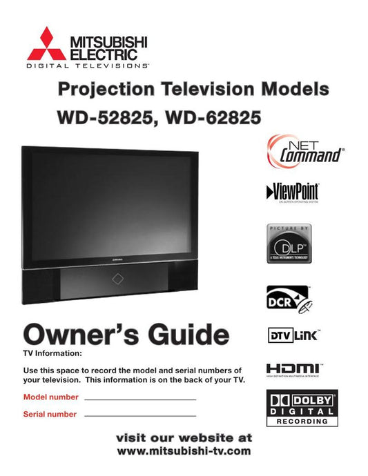 Mitsubishi WD52825 TV Operating Manual