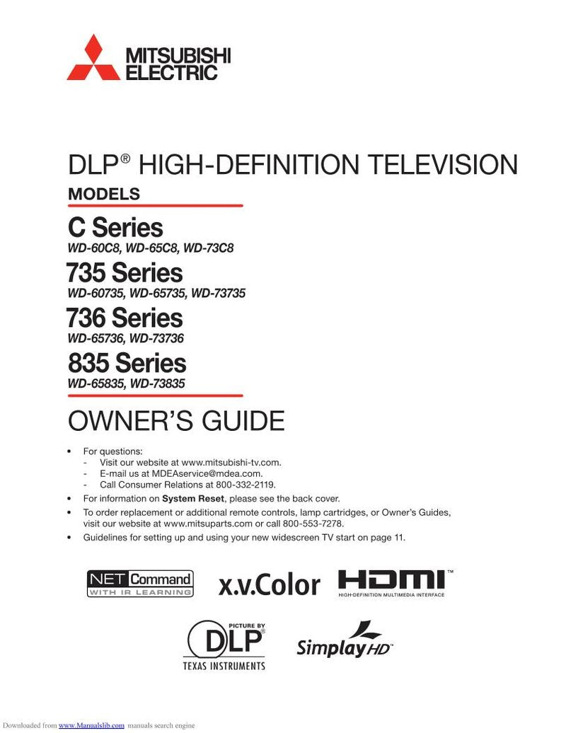 Mitsubishi WD60735 WD60 C 8 WD65735 TV Operating Manual