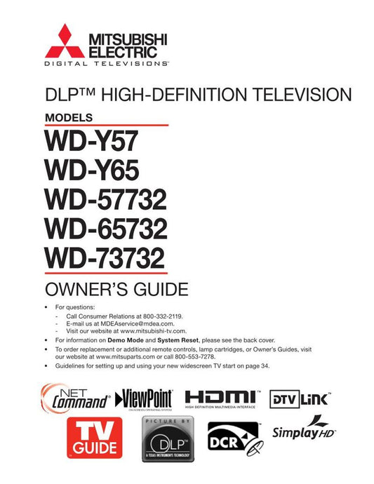 Mitsubishi WD57732 WD65732 WD73732 TV Operating Manual