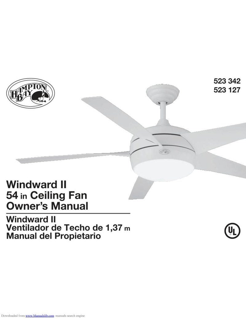 Hampton Bay 55295 Windward II 54 in. Brushed Steel Ceiling Fan Operati ...