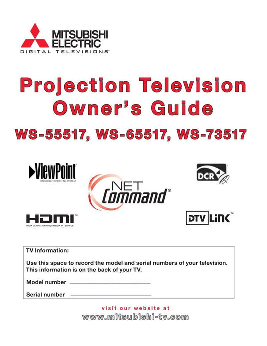 Mitsubishi WS55517 WS65517 WS73517 TV Operating Manual