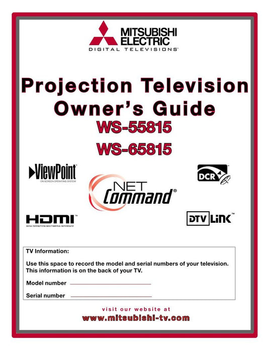 Mitsubishi WS55818 WS65815 TV Operating Manual