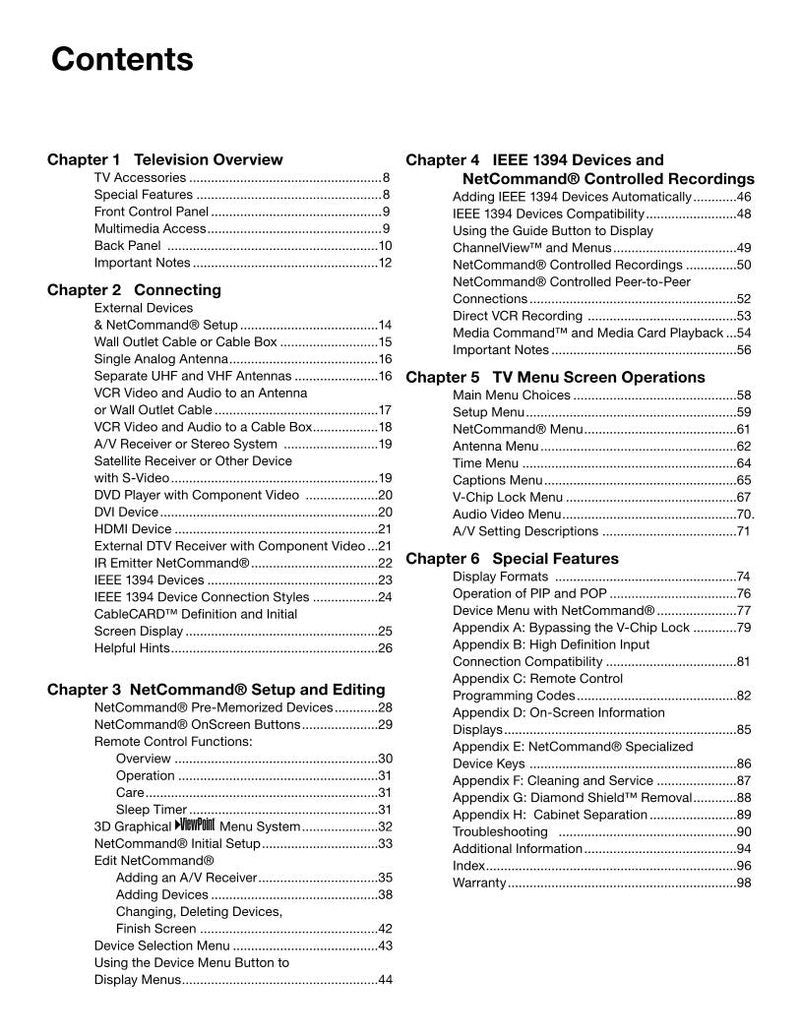 Mitsubishi WS55818 WS65815 TV Operating Manual