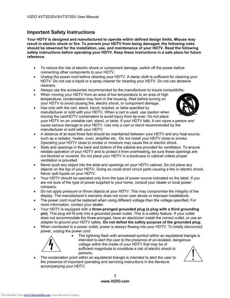 Vizio XVT323SV TV Operating Manual