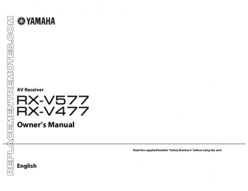 Yamaha RXV477 RXV577 Audio/Video Receiver Operating Manual