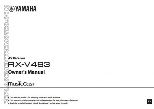 Yamaha RX-V483 Audio/Video Receiver Operating Manual