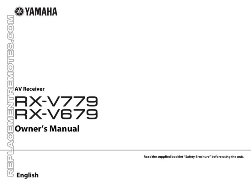 Yamaha RX-V679 RX-V779 Audio/Video Receiver Operating Manual