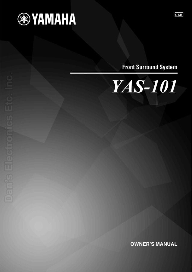 Yamaha YAS101 Sound Bar System Operating Manual