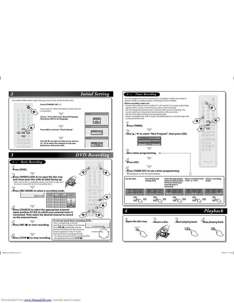 Magnavox ZV427 MG 9A/VCR DVD/VCR Combo Player Operating Manual